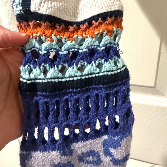 Free People Switch It Up Boho Thermal Top White Striped Crochet Sleeve - Picture 8 of 14